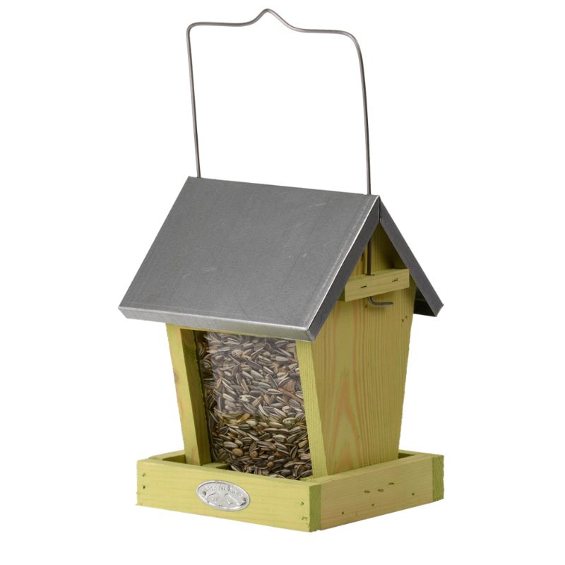 Mangeoire oiseaux silo bois combi arachide et graines