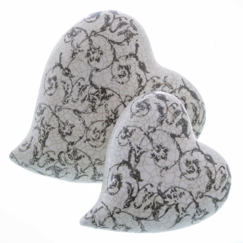 Coeur terracotta crème/gris foncé 13.5cm