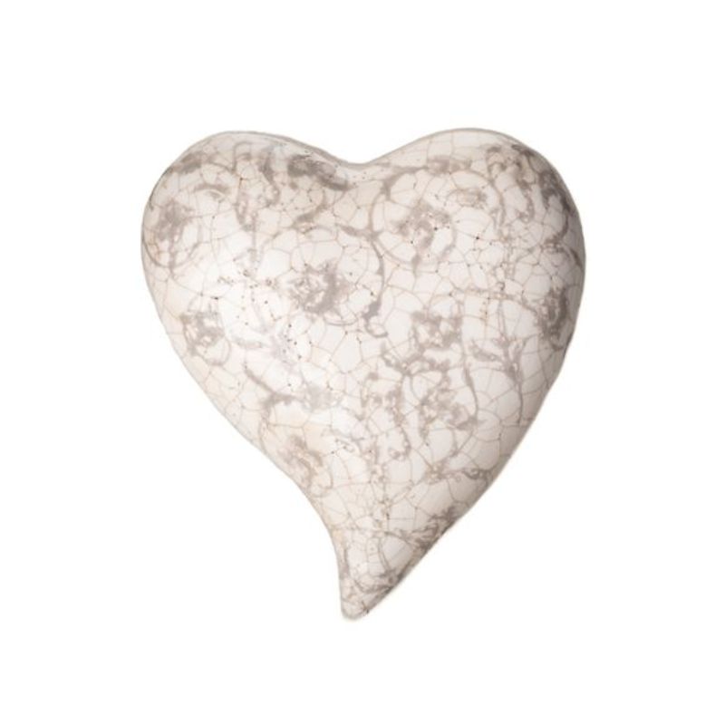 Coeur terracotta crème/gris clair 13.5cm