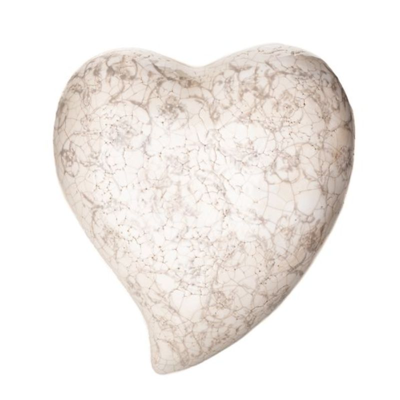 Coeur terracotta crème/gris clair 17cm