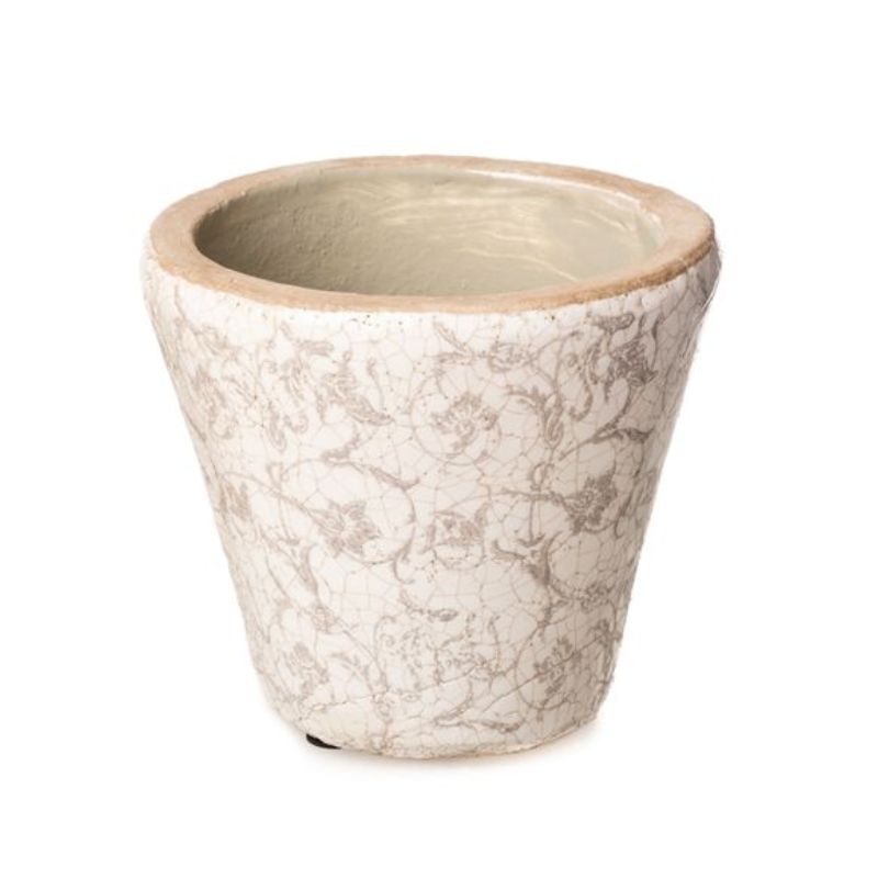 Cache pot terracotta crème/gris clair 13cm
