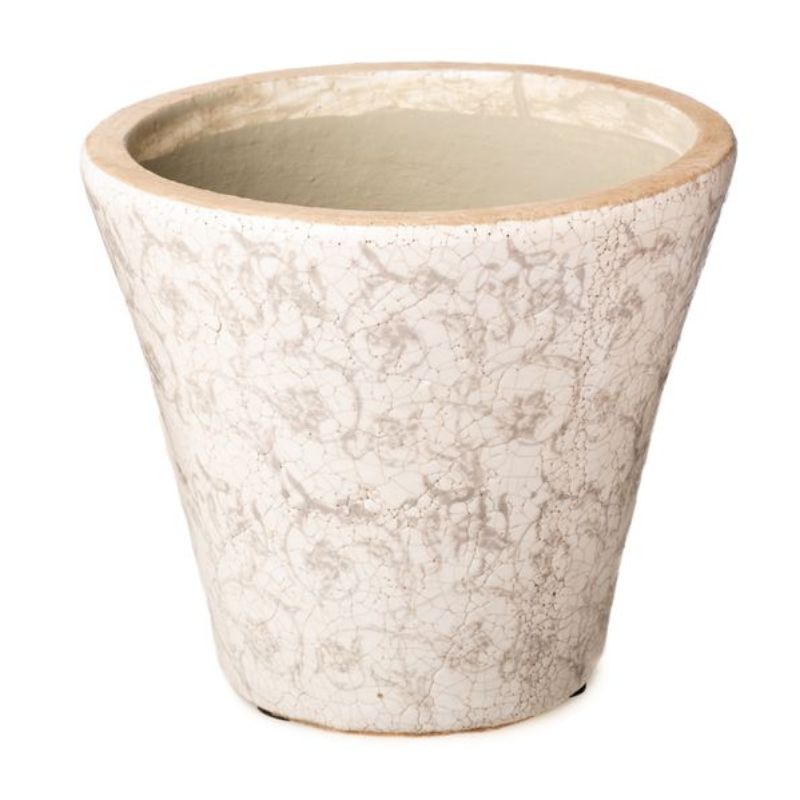 Cache pot terracotta crème/gris clair 17cm