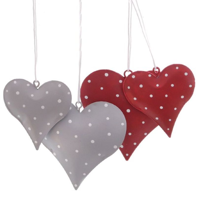 Coeur en métal rouge ou gris 8cm