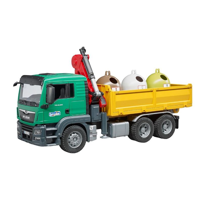 Bruder MAN TGS avec 3 conteneurs de recyclage de verre et bouteilles 1:16