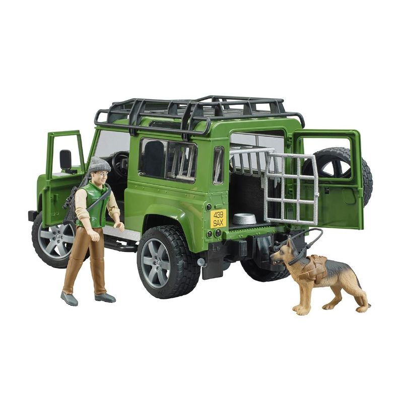 Bruder Land Rover Defender Station Wagon avec forestier et chien 1:16