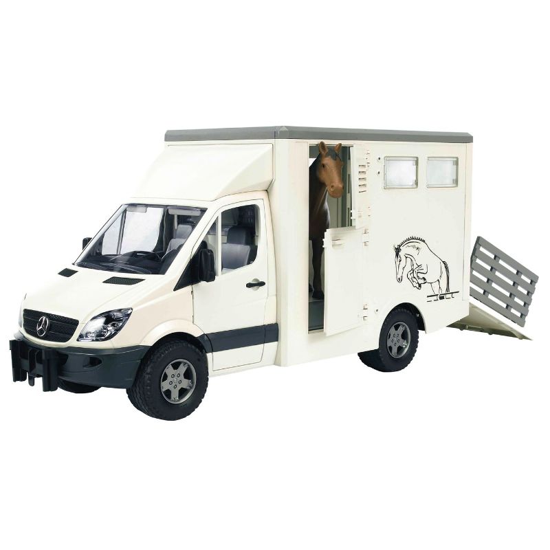 Bruder MB Sprinter avec transporteur de chevaux+cheval 1:16