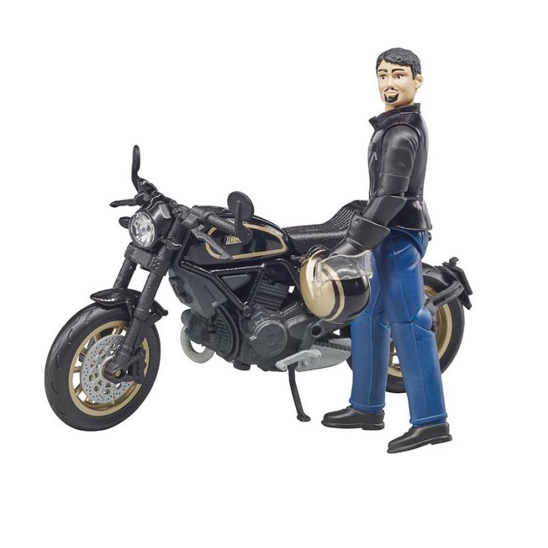 Bruder Scrambler Ducati Cafe Racer et motocycliste 1:16