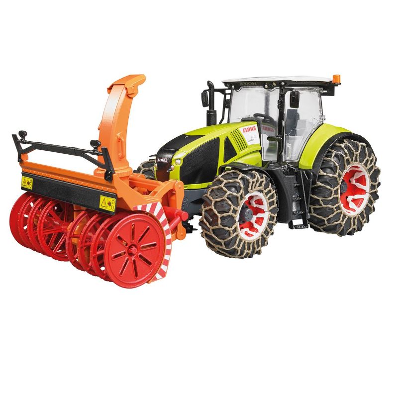 Bruder Claas Axion 950 avec chaines à neige et fraise à neige 1:16