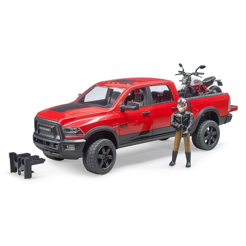 Bruder RAM 2500 Power Wagon, Scrambler Ducati Desert Sled et figurine 1:16