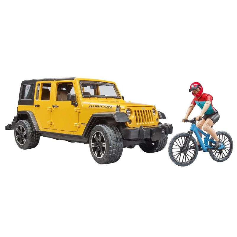 Bruder Jeep Wrangler Rubicon Unlimited avec VTT et cycliste 1:16