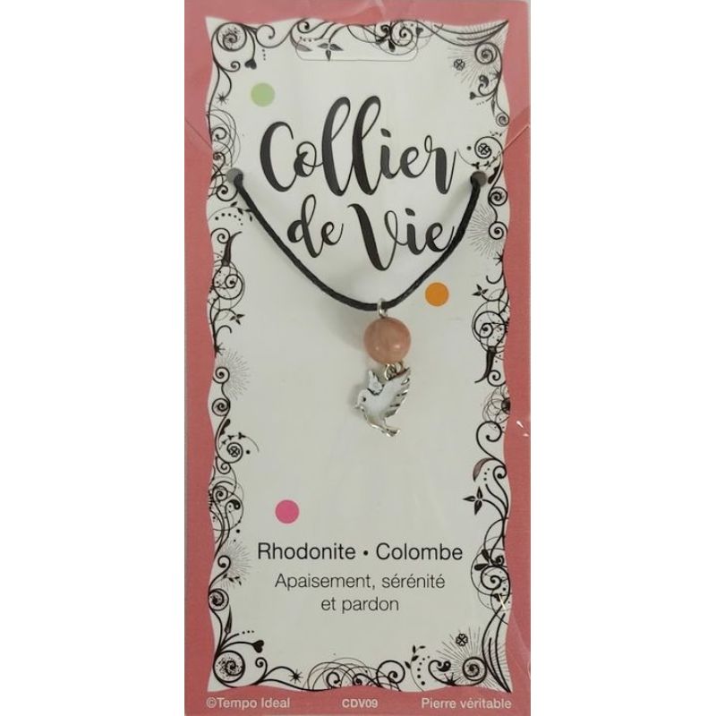Bijou Collier de vie Rhodonite/colombe