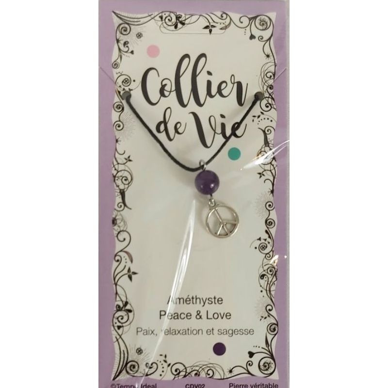 Bijou Collier de vie Améthyste/peace & love