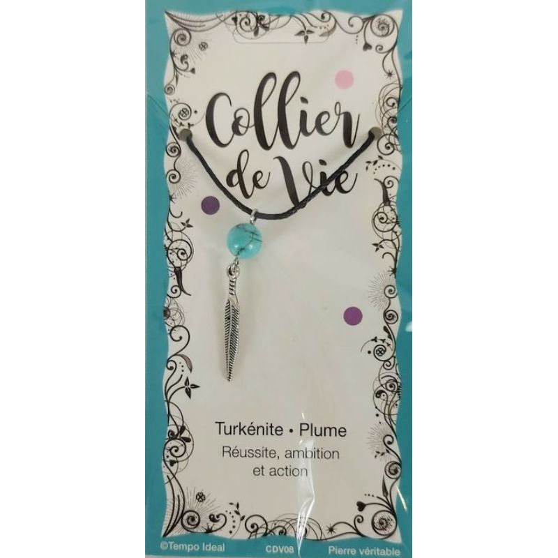 Bijou Collier de vie Turkénite/plume