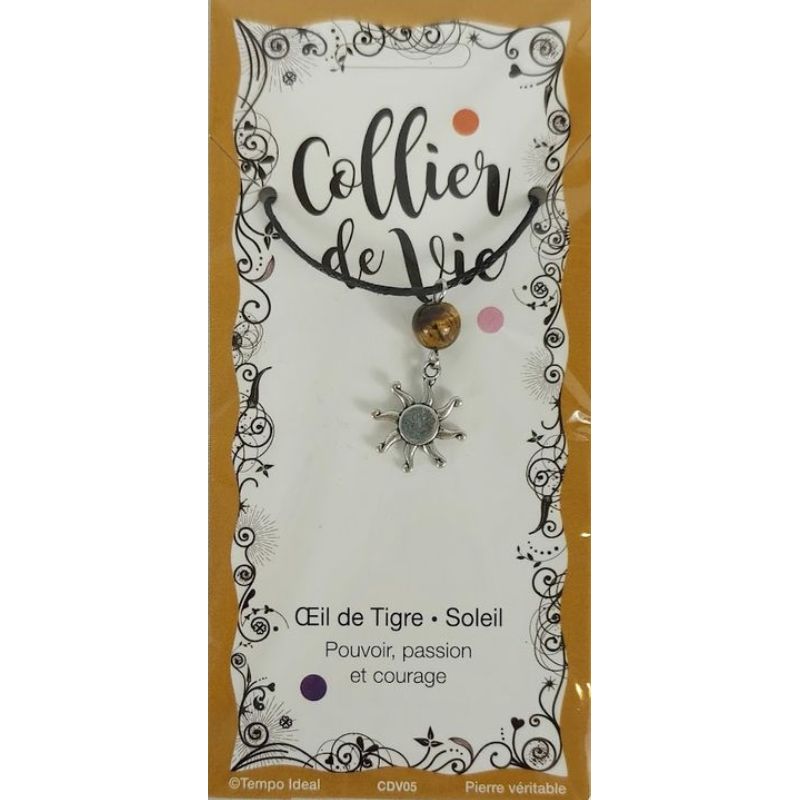 Bijou Collier de vie Oeil de tigre/soleil