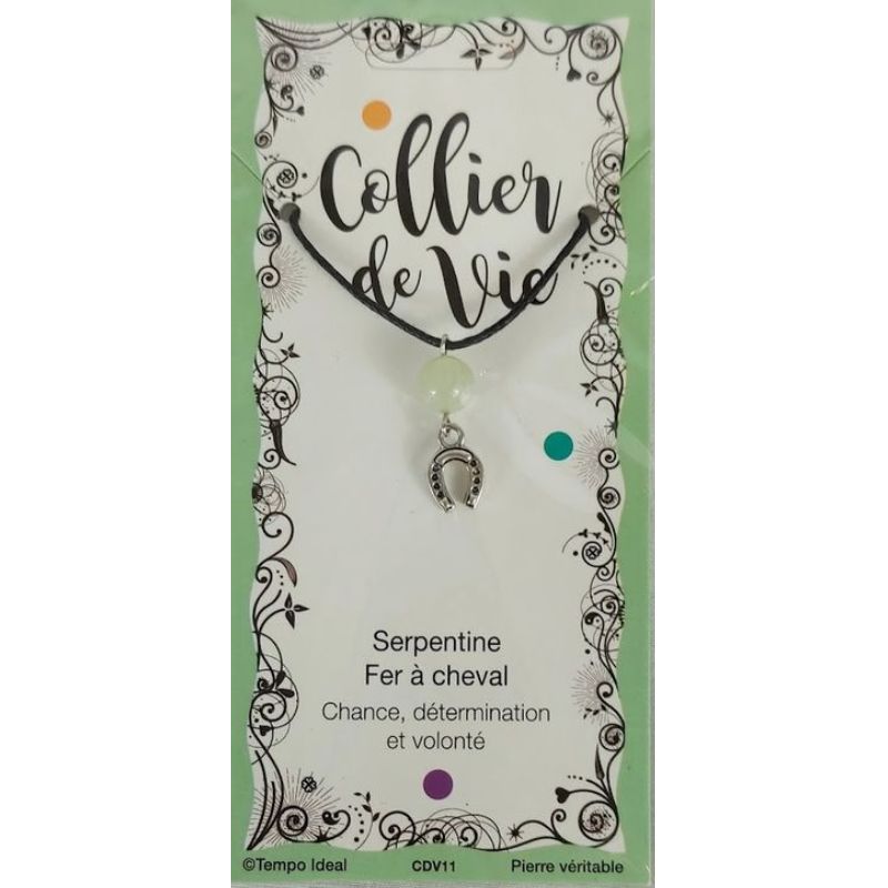 Bijou Collier de vie Serpentine/fer à cheval