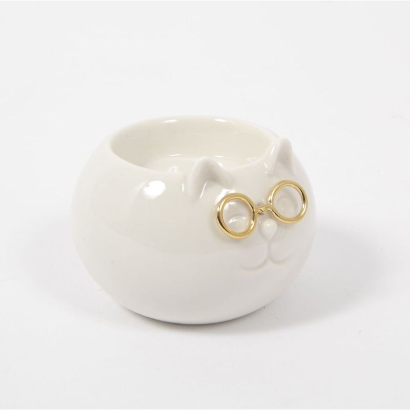 EDELWEISS CHAT PITRE bougeoir boule 8cm