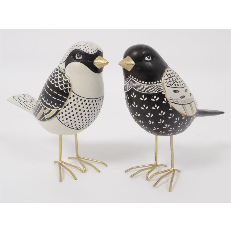 EDELWEISS VALENTINA oiseaux noir/or 14cm