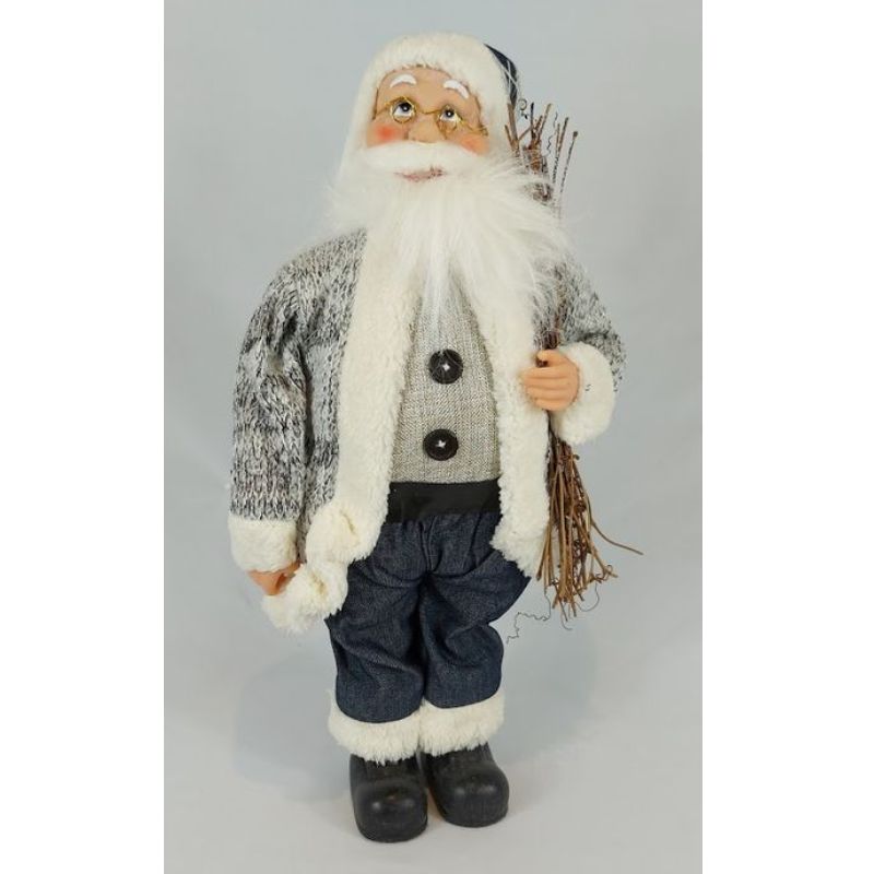 Marti Père Noël tissu gris 57cm