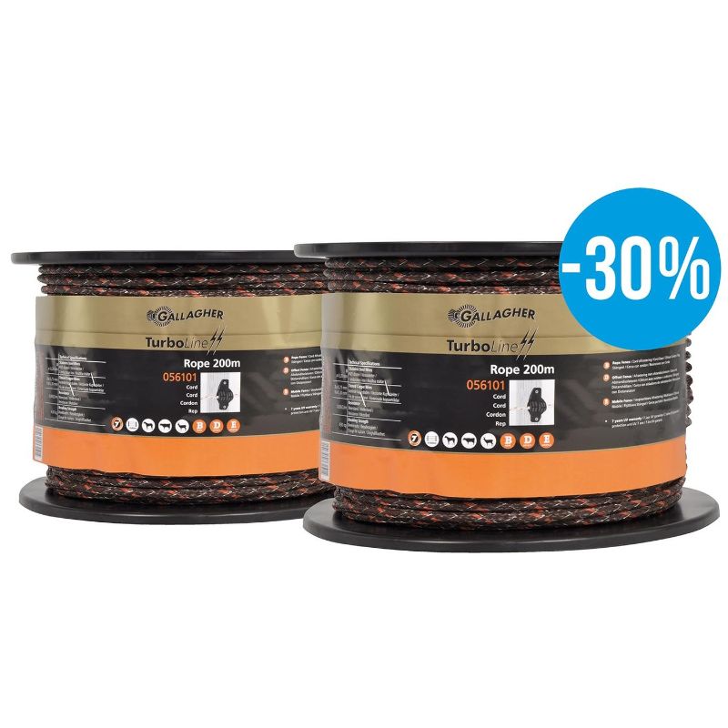 Gallagher paquet DUO cordon TurboLine tressé terra 2x200m