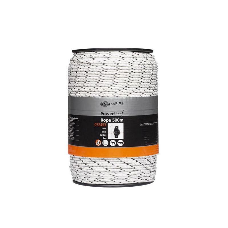 Gallagher cordon PowerLine tressé blanc 500m
