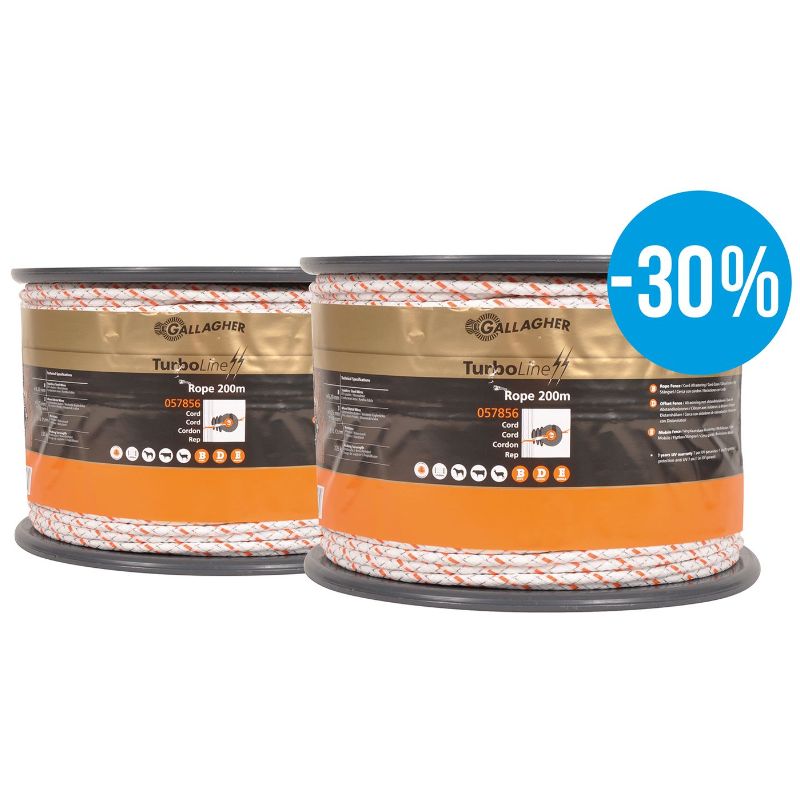 Gallagher paquet DUO cordon TurboLine tressé blanc 2x200m