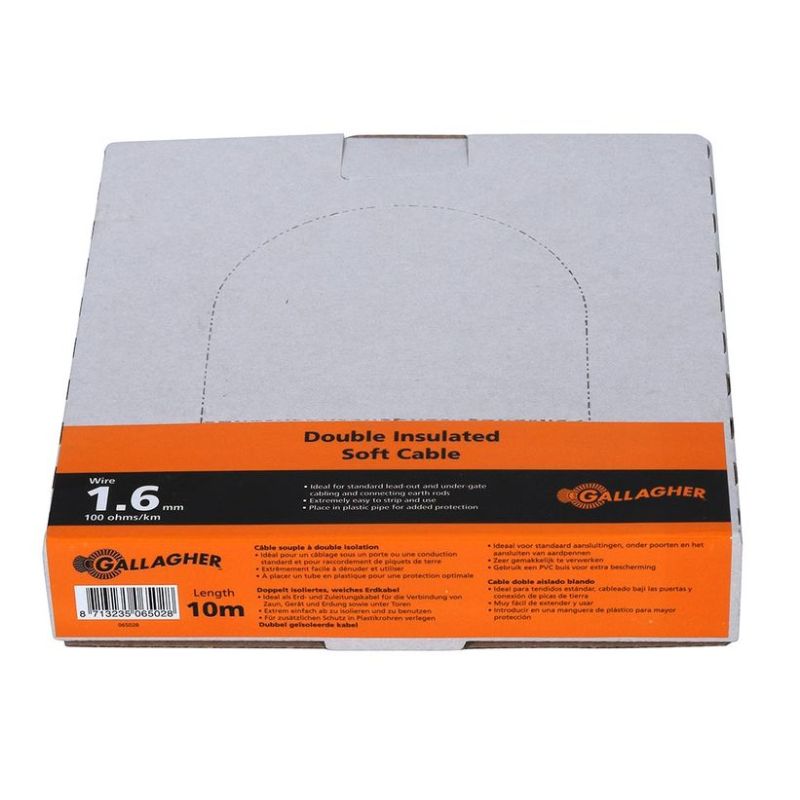 Gallagher câble de terre 1.6mm souple, rouleau de 10m, 100 Ohm/km
