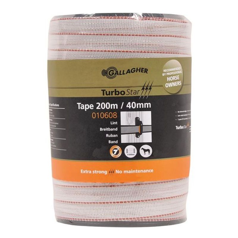 Gallagher ruban TurboStar 40mm blanc 200m