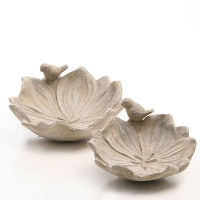 Dragimex Bain d'oiseau "fleur" gris