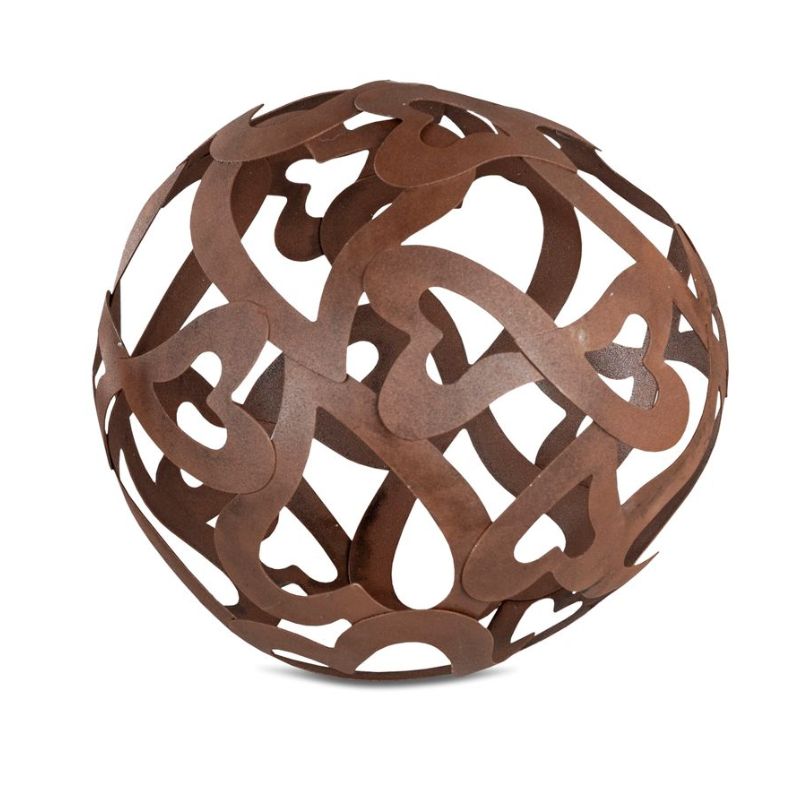 Boule déco métal rouille coeur