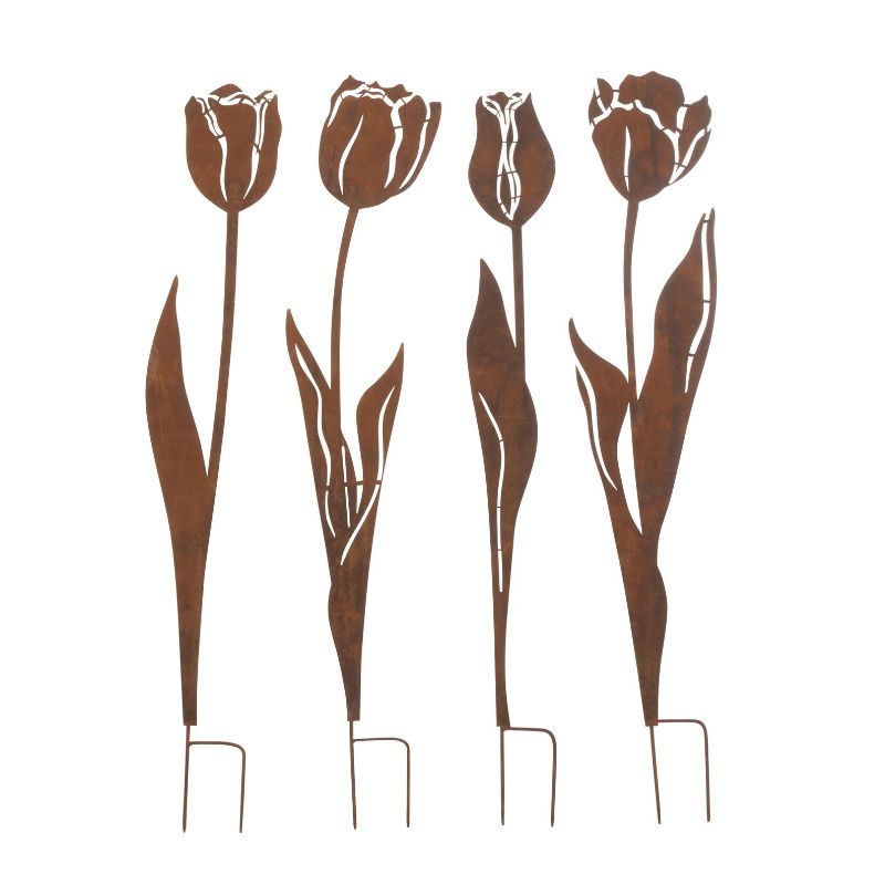 Décoration jardin rouille fleurs L