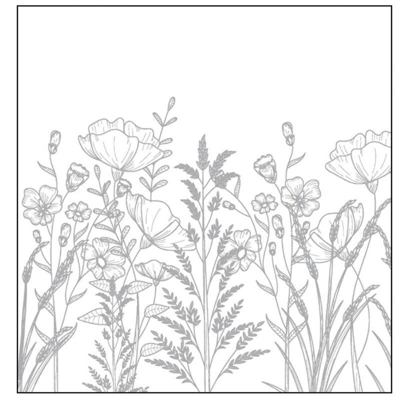 Serviettes Fleurs gris paq 20