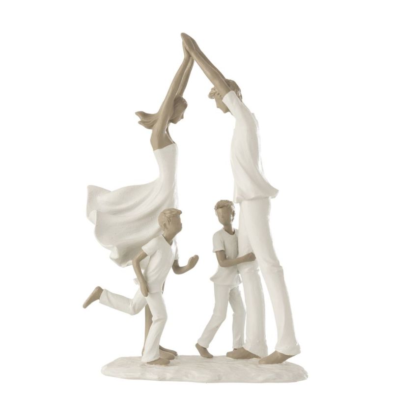 Couple + enfants résine blanc/taupe