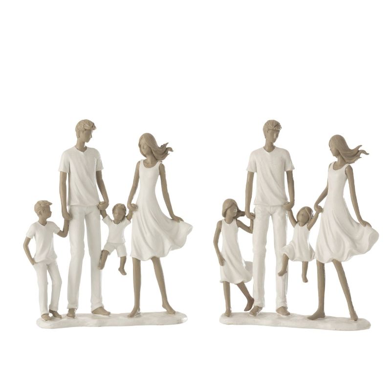 Couple + 2 enfants résine blanc/taupe
