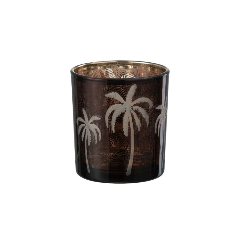 Photophore Feuilles de palmier verre marron S