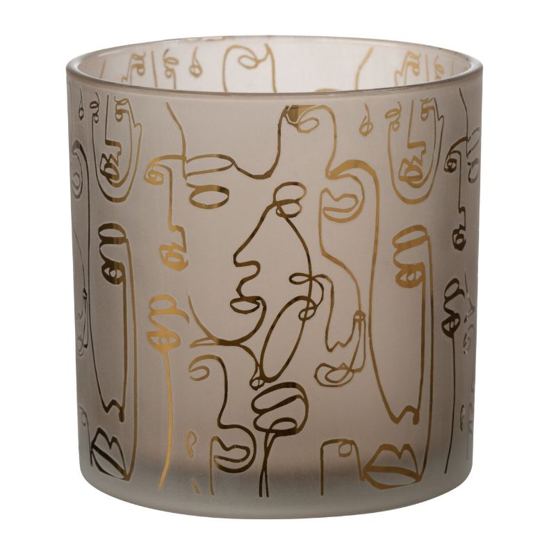 Photophore Happy faces verre beige L