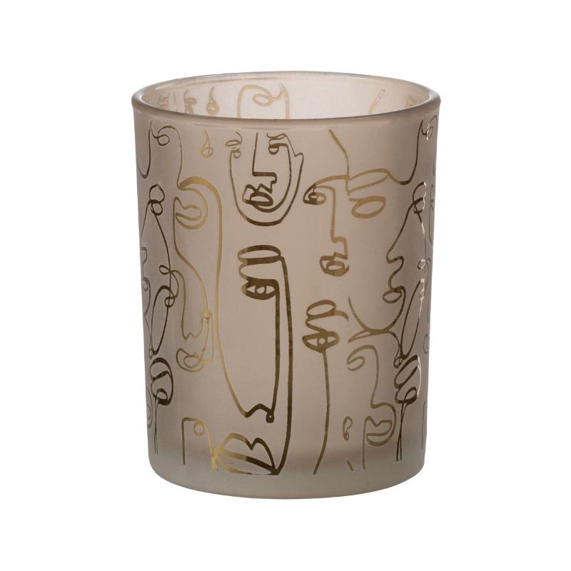 Photophore Happy faces verre beige M