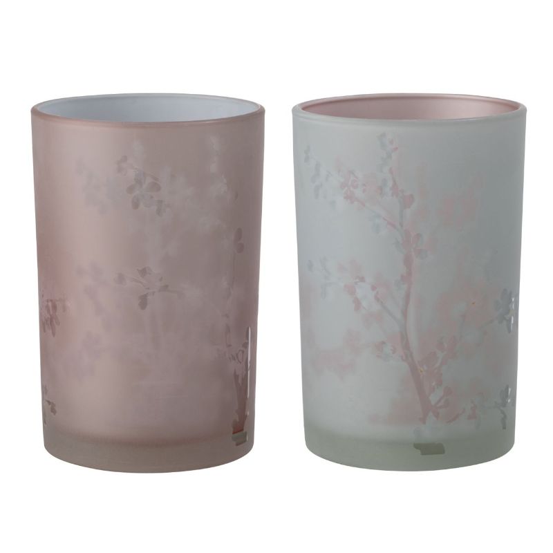 Photophore Sakura verre rose L