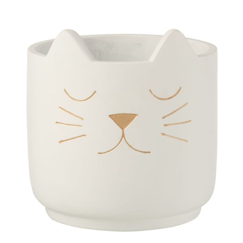 JLine cache pot chaton ciment blanc/or L