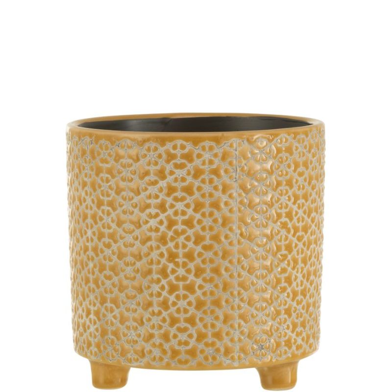 JLine Cache pot céramique Fleur ocre M