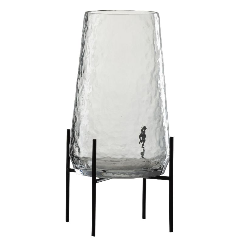 Vase sur pied irrégulier verre transparent/noir
L