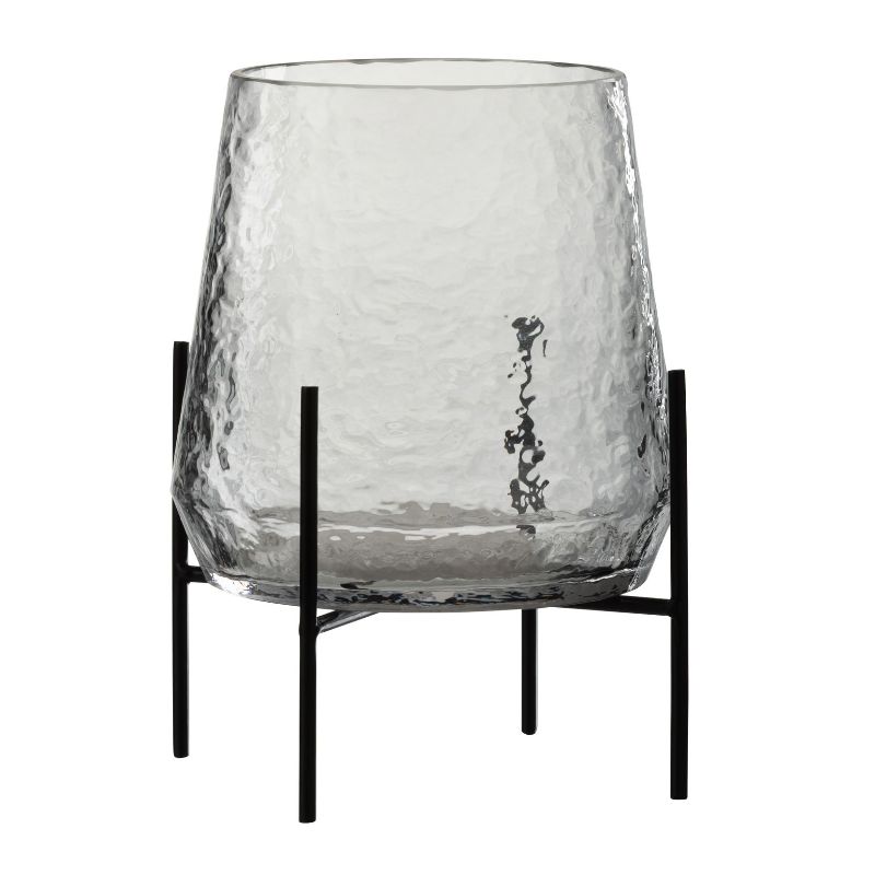 Vase sur pied irrégulier verre transparent/noir
S