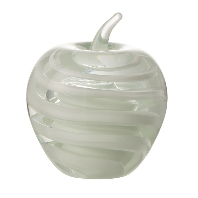 Presse papier pomme en verre blanc S