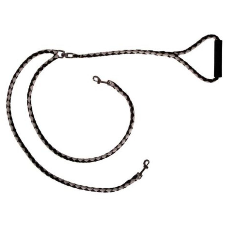 Laisse double 12mm x 140cm noir/gris