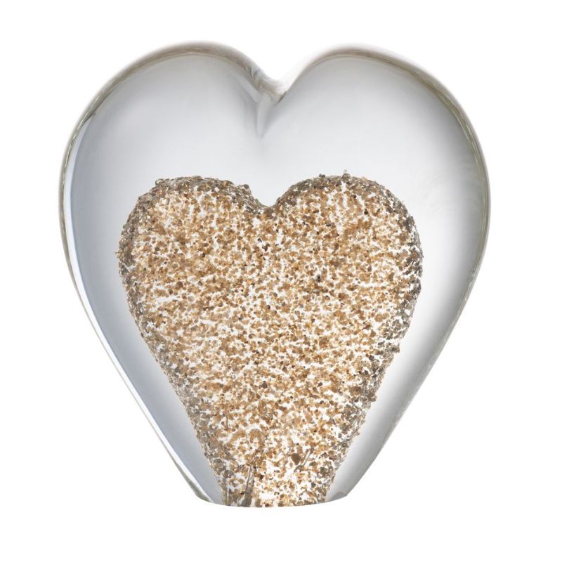 Presse papier Coeur Debout Verre Or