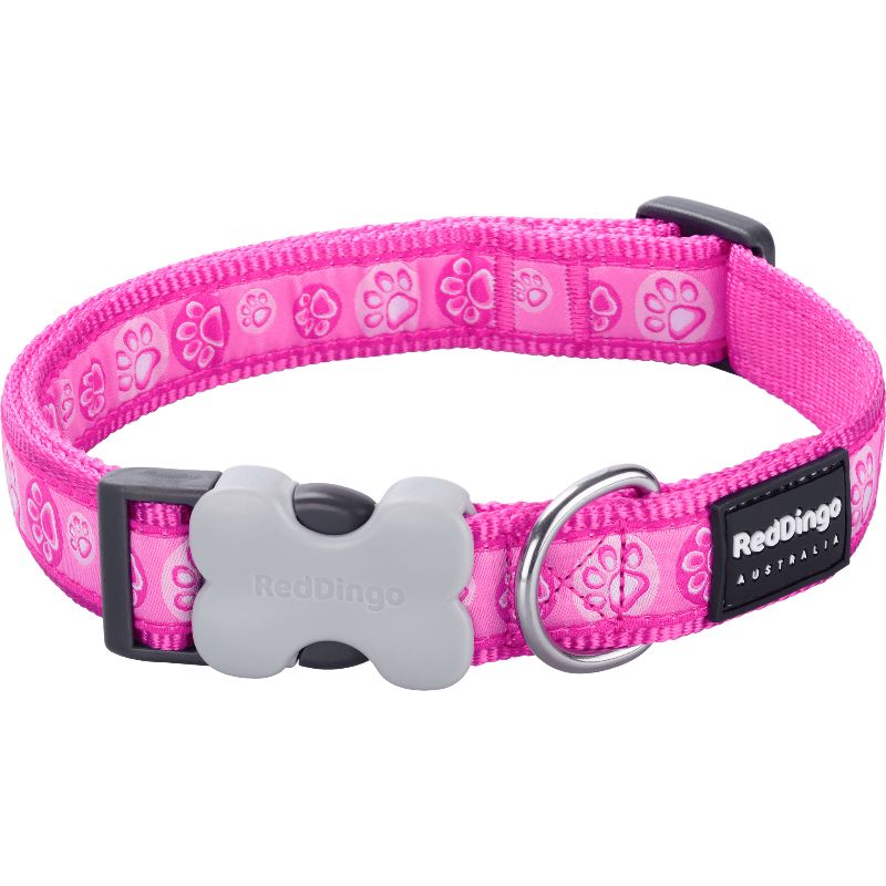 Collier nylon Paw imprimé rose L