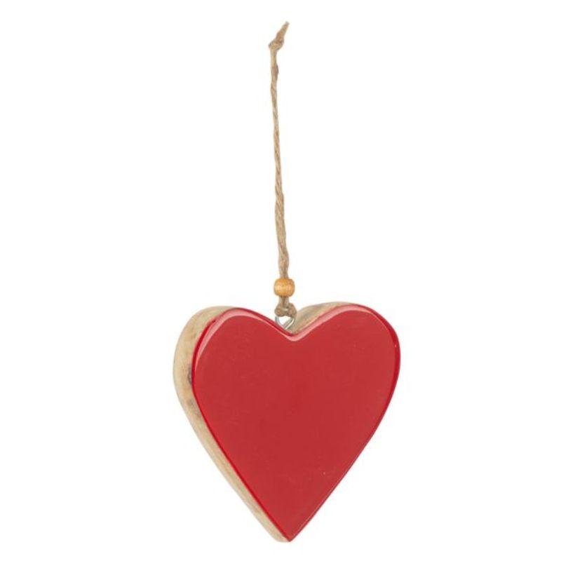 Coeur à suspendre Bois Manguier Rouge S