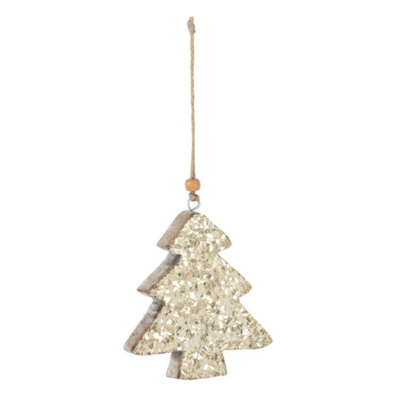 Sapin Noël à suspendre bois Manguier brillant S