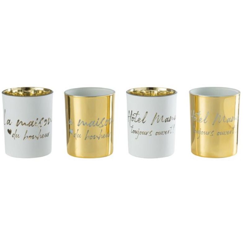 Photophore Texte Verre Or/argent L