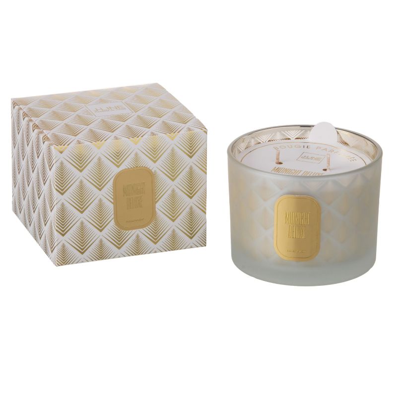 JLine Bougie parfumée Midnight Deluxe Verre Blanc/Or S 30h