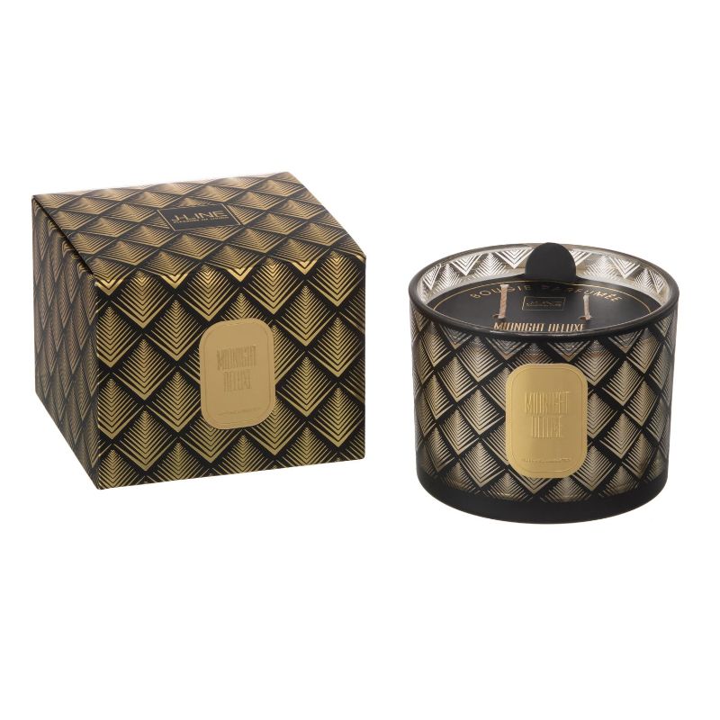 JLine Bougie parfumée Midnight Deluxe Verre Noir/Or S 30h